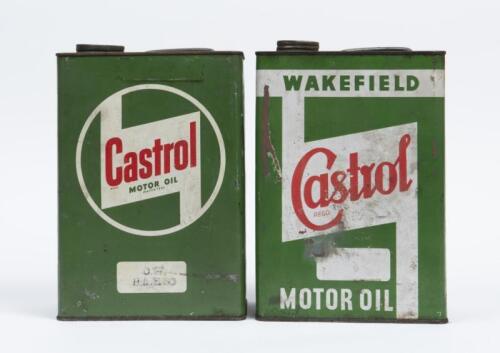 CASTROL: Two 'Wakefield' hockey stick logo 'Castrol Motor Oil' cans.