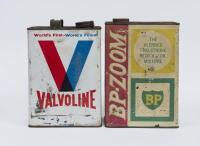 CANS: Two oil cans one&nbsp;'BP-ZOOM&nbsp;2 Stroke Mix', and one 'Valvoline&nbsp;Flushing Oil'. - 2
