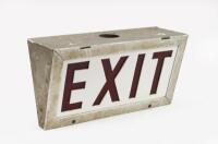 EXIT: A vintage 'Exit' sign 38cm long, 21cm high, 14cm deep