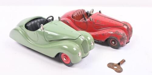 SCHUCO AKUSTICO: Two 'Schuco Akustico' wind up toy roadster cars made in Germany