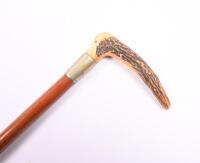 CANE: An antique&nbsp;processional cane with bone handle, likely stag. 88cm tall. - 2