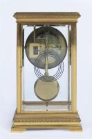 CLOCK: A&nbsp;fine&nbsp;late 19th century French 4-glass bronze mantle clock with enamelled face and&nbsp;'Japy Freres' movement, with key, 30.5cm high, 18.5cm wide, in working order. - 2