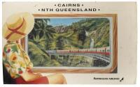 AUSTRALIAN AIRLINES: An original double sided cardboard Australian Airlines 'Cairns, Nth. Queensland' advertising poster. 97cm wide, 60cm high.