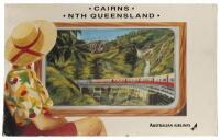 AUSTRALIAN AIRLINES: An original double sided cardboard Australian Airlines 'Cairns, Nth. Queensland' advertising poster. 97cm wide, 60cm high. - 2
