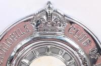 RACV: An early Royal Automobile Club of Victoria Associate (RACV) badge by 'Angus & Coote Sydney' members number '8132'. 10cm wide, 14cm high. - 2