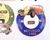 SWAP MEETS: A collection of four badges from Victorian swap meets including Bendigo 1986,87 & 91 and one other, largest 7cm wide. - 3