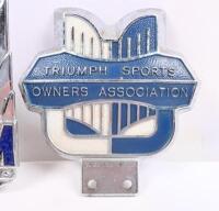 BADGES: A collection of eight interesting badges including Triumph Sports Owners Association, Automovel Club Do Brasil, and others. Largest approx 10 cm wide. - 4