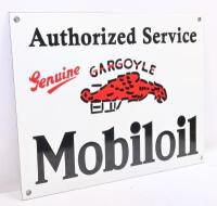 MOBILOIL: A&nbsp;reproduction Mobiloil Gargoyle Authorized Service enamel sign, 33.5cm wide, 27cm high. - 2