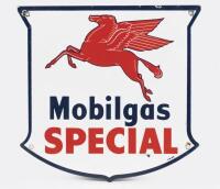 SIGNS: Two small reproduction enamel signs one&nbsp;'Caltex'&nbsp;and one 'Mobil Special', largest 30cm wide. - 2