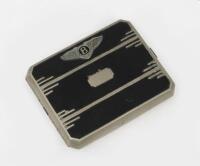 BENTLEY: An art deco period enamelled silver plate cigarette case, with winged Bentley motif, 9cm wide.