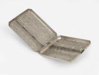 BENTLEY: An art deco period enamelled silver plate cigarette case, with winged Bentley motif, 9cm wide. - 2