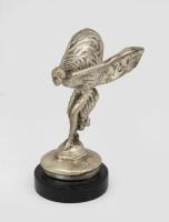 ROLLS-ROYCE: A decorative modern Spirit of Ecstasy metal figure on marble base, 17cm high overall