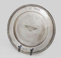 LE MANS 1929: An important Sterling Silver presentation tray produced by Bentley Motors Limited for the 1929 Le Mans victory [Richard Watney/Frank Clemens], 28cm diameter