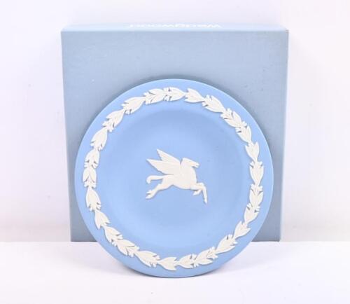 PEGASUS: A circa 1992 Wedgwood blue and white 'Jasper Ware' plate with 'Pegasus' motif, one of 500 with box.