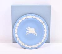 PEGASUS: A circa 1992 Wedgwood blue and white 'Jasper Ware' plate with 'Pegasus' motif, one of 500 with box.
