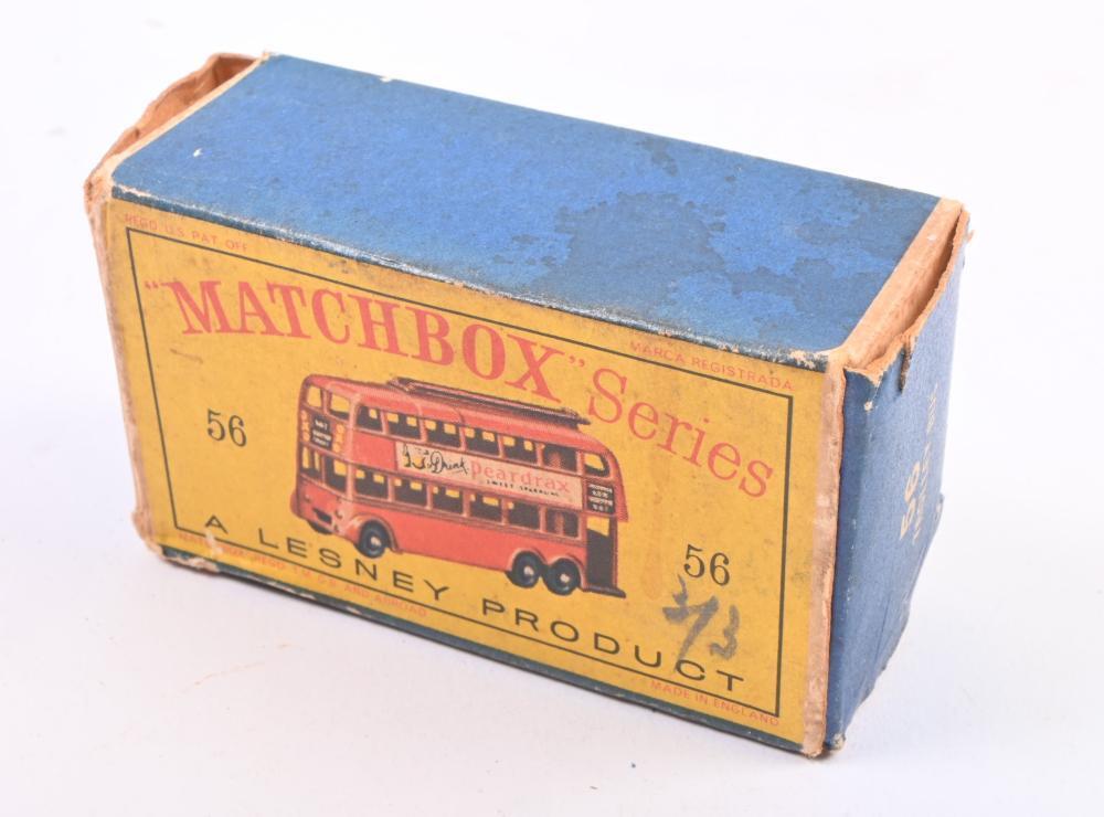 Matchbox 56-a London Trolley Bus Peardrax - Roues Plastique Noir - Boîte