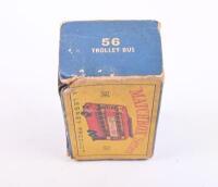 MATCHBOX: An early Matchbox No.56 Trolley Bus with Peardrax&nbsp;advertising on side, complete with original box. Made in England by 'Lesney'. - 6