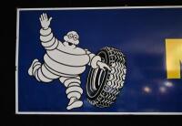 MICHELIN: A large original 1977 two piece Michelin Tyres enamel sign, 294cm wide overall - 3