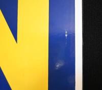 MICHELIN: A large original 1977 two piece Michelin Tyres enamel sign, 294cm wide overall - 15