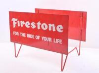 FIRESTONE: A c1970s original Firestone tyre rack, complete with stand, approx 38cm wide, 27cm high, 24cm deep. - 2