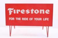 FIRESTONE: A c1970s original Firestone tyre rack, complete with stand, approx 38cm wide, 27cm high, 24cm deep. - 4