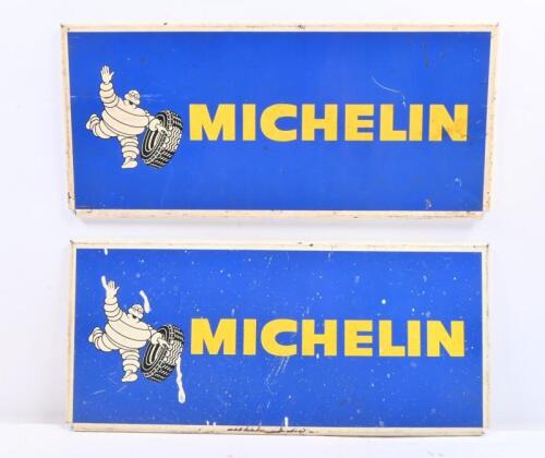 MICHELIN: A pair of 1970s original Michelin tyres rack signs, 40cm wide each.