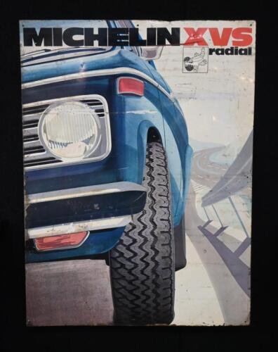 MICHELIN: A original 1970s tin Michelin 'XVS Radial' tyres sign, 80cm high.