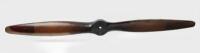 PROPELLER: A decorative wooden twin blade propeller with brass accents to blade edges, approx 187cm wide.&nbsp;