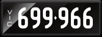 VIC Numerical Number Plate &lsquo;699.966&rsquo; finished in Prestige style with one standard and one slim line plate included. Sold with rights to display.
