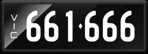 VIC Numerical Number Plate ‘661.666’ finished in Prestige style with one standard and one slim line plate included. Sold with rights to display.