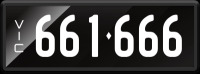 VIC Numerical Number Plate &lsquo;661.666&rsquo; finished in Prestige style with one standard and one slim line plate included. Sold with rights to display.