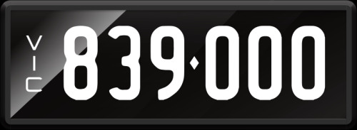 VIC Numerical Number Plate ‘839.000’ finished in Prestige style with one standard and one slim line plate included. Sold with rights to display.