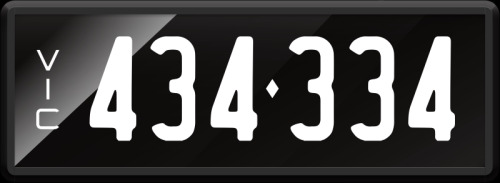VIC Numerical Number Plate ‘434.334’ finished in Prestige style with one standard and one slim line plate included. Sold with rights to display.