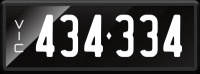 VIC Numerical Number Plate &lsquo;434.334&rsquo; finished in Prestige style with one standard and one slim line plate included. Sold with rights to display.