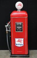 MOBIL: A restored industrial sized Gilbarco&nbsp;petrol pump in 'Mobilgas' livery, with 'Pegasus' globe affixed to top, 142cm high