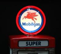 MOBIL: A restored c1960s-1970s Wayne model 605MH petrol bowser in 'Mobilgas' livery, with 'Pegasus' globe affixed to top. - 24