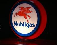MOBIL: A restored c1960s-1970s Wayne model 605MH petrol bowser in 'Mobilgas' livery, with 'Pegasus' globe affixed to top. - 25