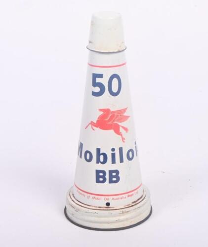 MOBIL: An original Mobiloil '50 BB' grade tin top oil pourer with dust cap.