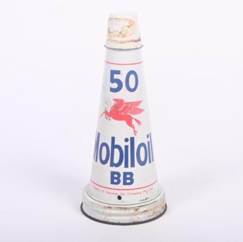 MOBIL: An original Mobiloil '50 BB' grade tin top oil pourer with dust cap.