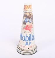 MOBIL: Two original Mobiloil '40&nbsp;AF' grade tin top oil pourers, each with dust caps - 2
