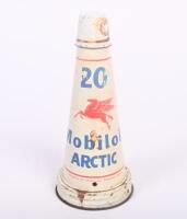 MOBIL: Two original Mobiloil '20 Arctic' grade tin top oil pourers, each with dust cap - 4