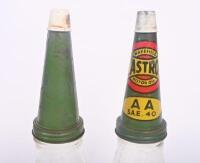OIL BOTTLES: Two original&nbsp;early style, one imperial pint, Vacuum Oil Co. glass&nbsp;bottles with tin tops,&nbsp;one with Castrol Wakefield 'AA SAE.40', - 2