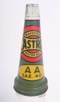 OIL BOTTLES: Two original&nbsp;early style, one imperial pint, Vacuum Oil Co. glass&nbsp;bottles with tin tops,&nbsp;one with Castrol Wakefield 'AA SAE.40', - 3