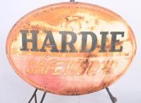 TYRE RACK: A c1970s tyre&nbsp;rack holder with Hardie Safetibond advertising to one side and later Firestone decal applied to other.&nbsp; - 2
