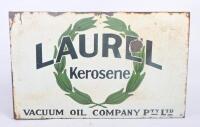 LAUREL KEROSENE: An original double sided enamel Laurel Kerosene post mount flange sign. 62cm wide