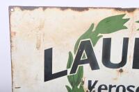 LAUREL KEROSENE: An original double sided enamel Laurel Kerosene post mount flange sign. 62cm wide - 6
