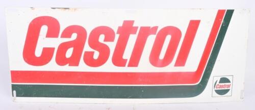 CASTROL: A c1980s Castrol hockey stick logo bottle rack sign, screenprinted, 76cm wide, 30.5cm high.