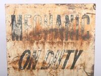 CHAMPION: A rare double sided Champion spark plugs 'Mechanic On Duty' sign, 61cm high. - 2