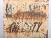 CHAMPION: A rare double sided Champion spark plugs 'Mechanic On Duty' sign, 61cm high. - 4