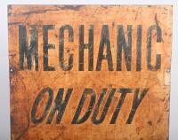 CHAMPION: A rare double sided Champion spark plugs 'Mechanic On Duty' sign, 61cm high. - 6